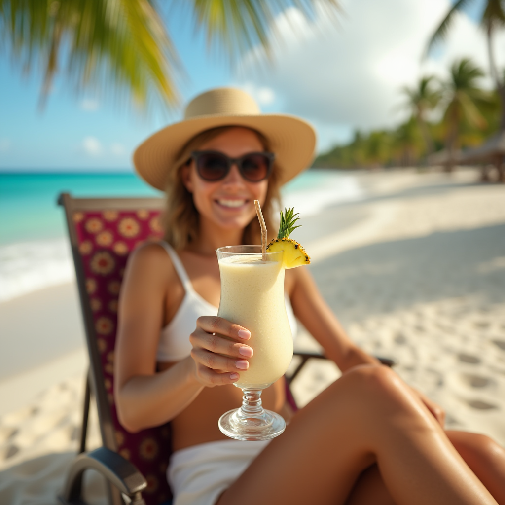 A-Person-Enjoying-a-Smoothie-at-the-Beach A Person Enjoying a Smoothie at the Beach