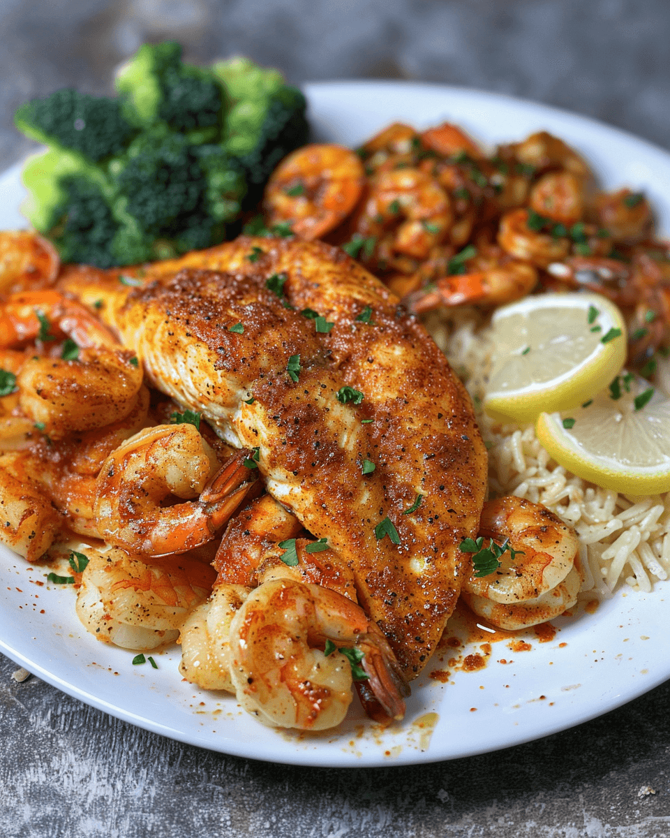 Baked Cajun Catfish and Shrimps