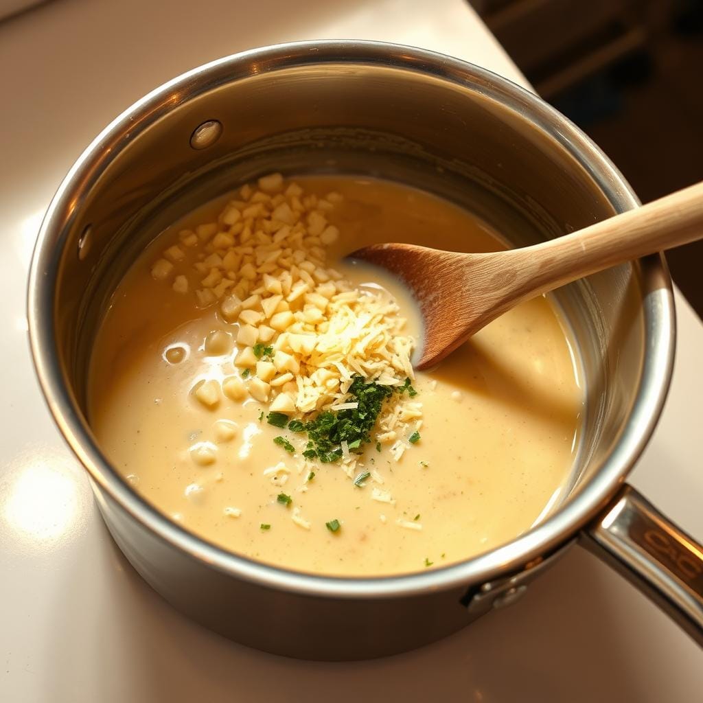 Garlic Parmesan Sauce Preparation Garlic Parmesan Sauce Preparation