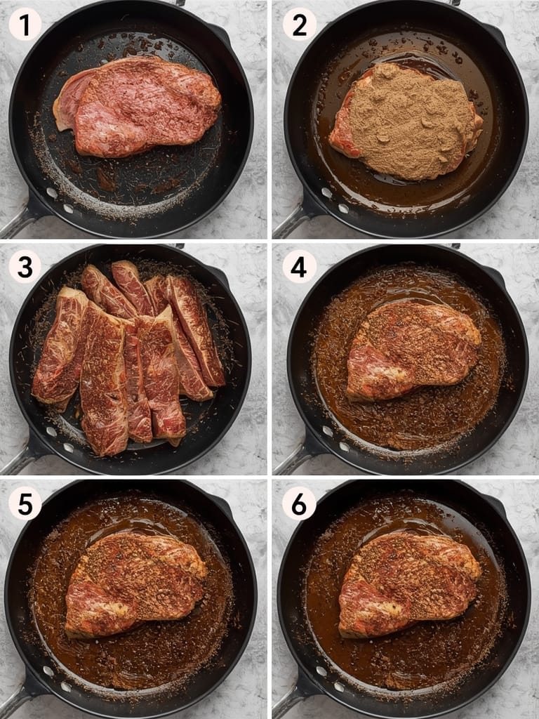 Coffee rubbed steak steps
