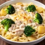Creamy Chicken Fettuccine Bake with Broccoli & Potatoes
