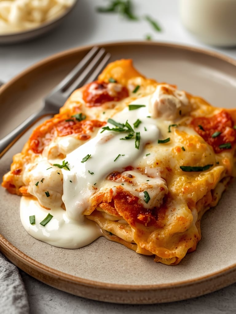 Creamy Chicken Lasagna with White Sauce