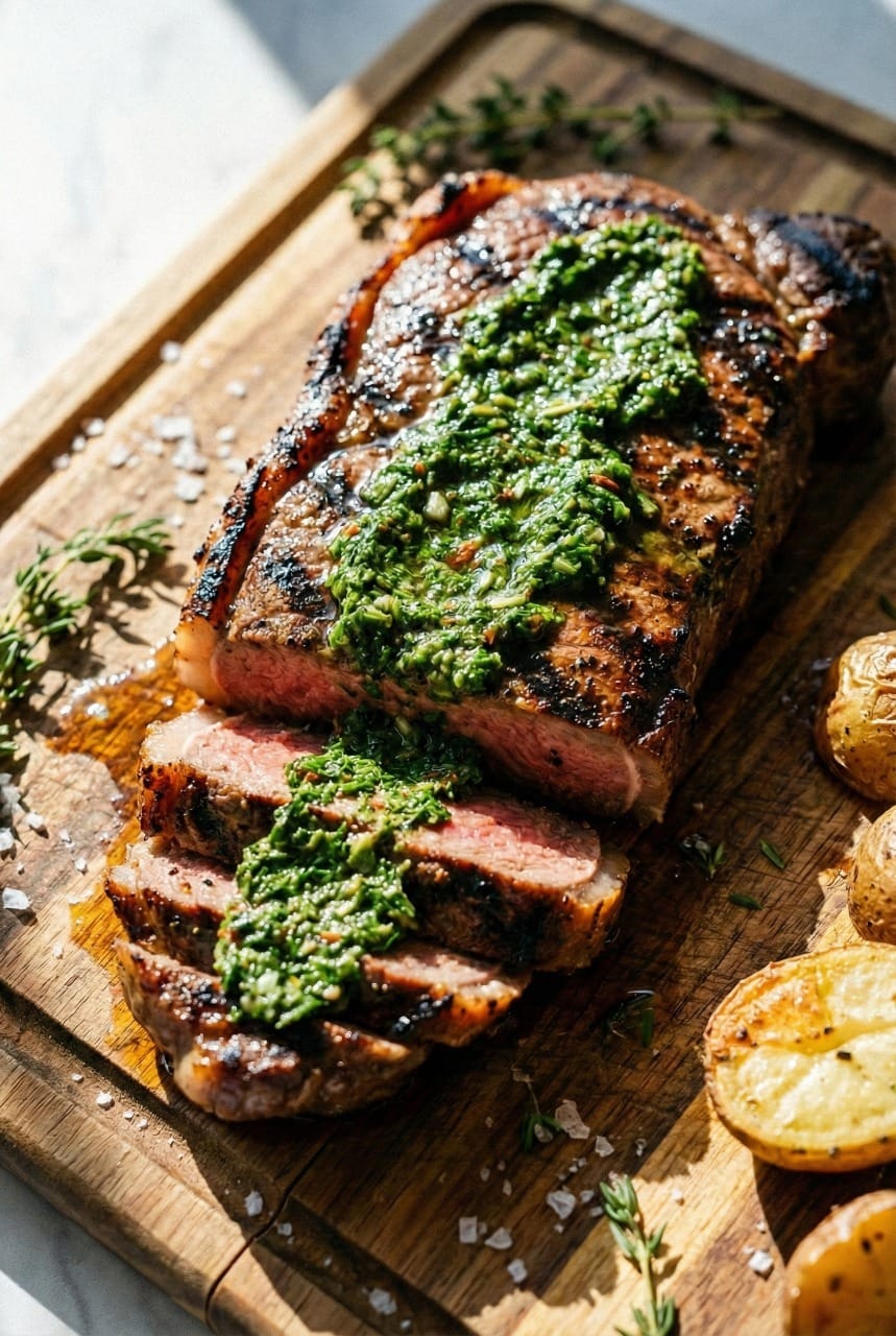 New York Strip with Chimichurri Sauce