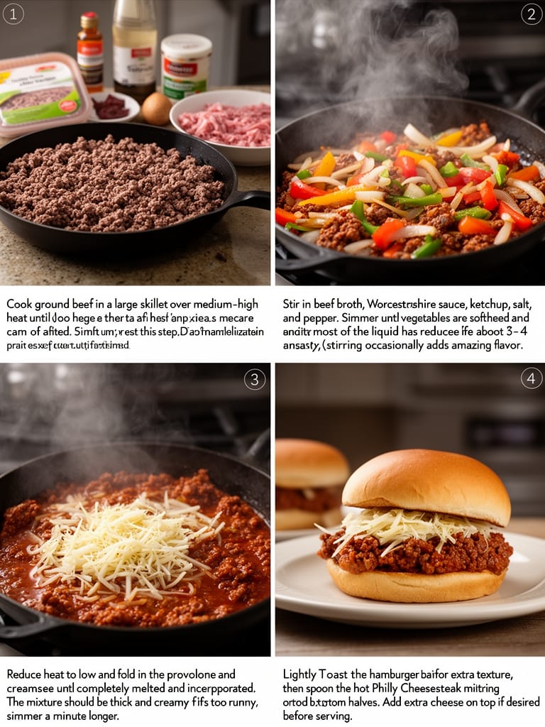 Philly Cheesesteak Sloppy Joes steps