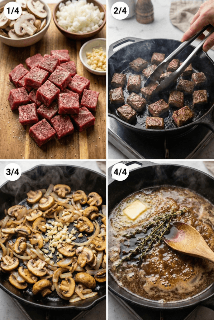 Steak and Mushroom Skillet steps