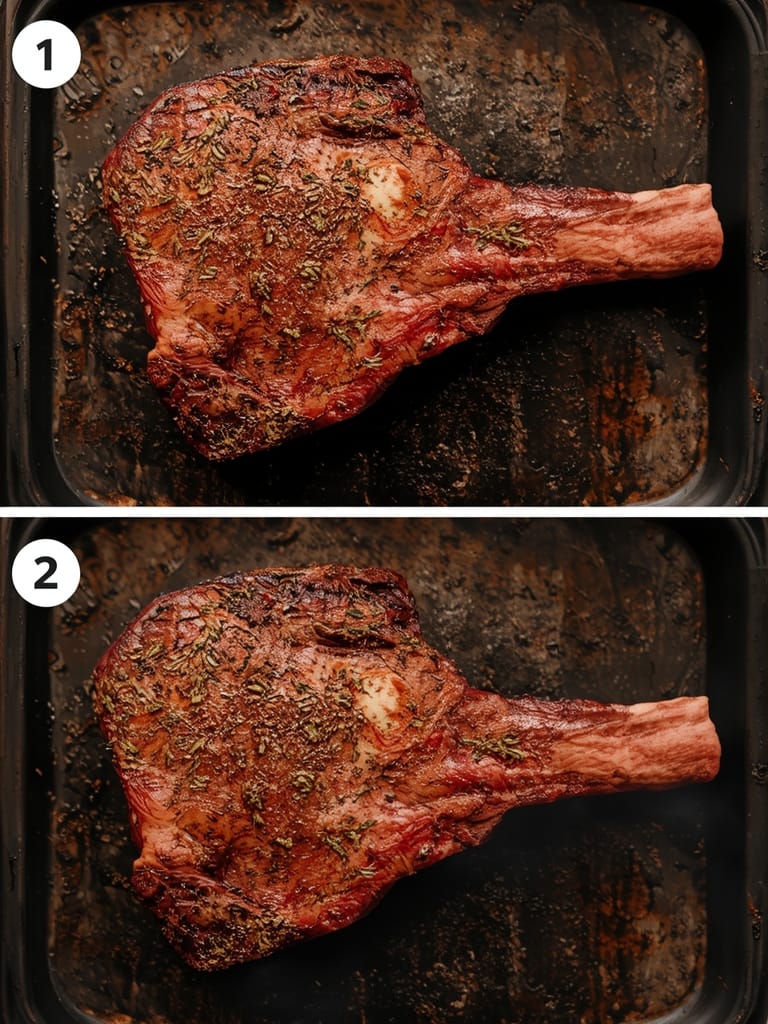 Tomahawk steak for two steps